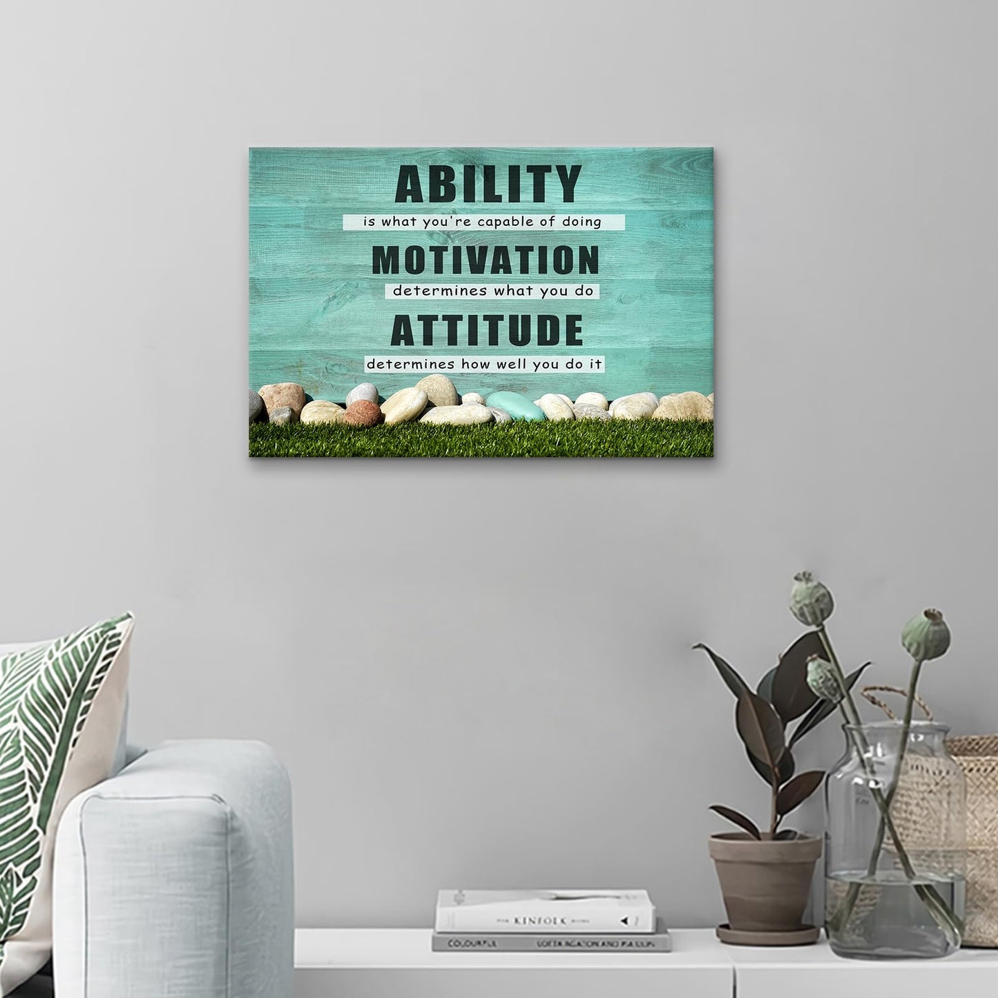 Motivational Wall Decor Inspirational Office Canvas Wall Art Ability Positive Poster Print Artwork for Home Bedroom Bathroom Office Wall Decoration Framed Ready to Hang [18''Wx12''H]