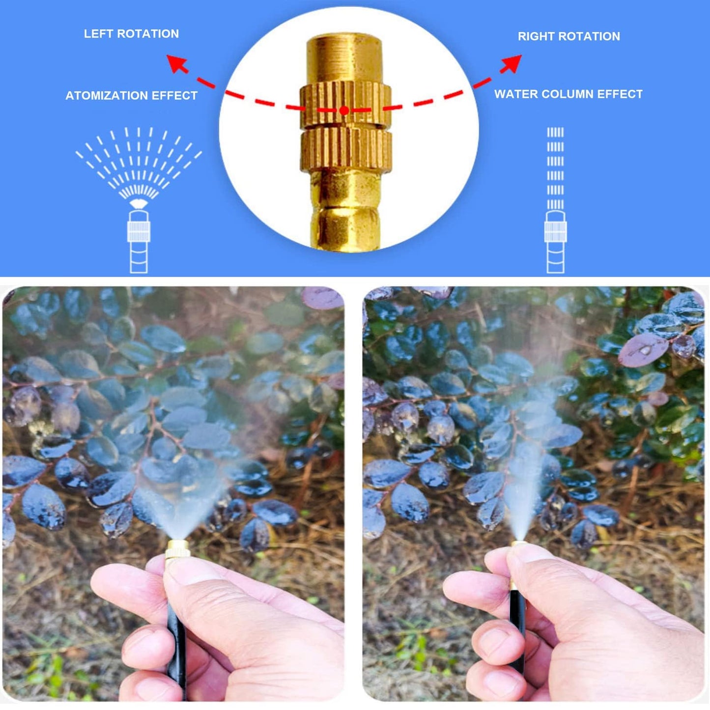 New drip Irrigation kit, Automatic Garden Watering System, Quick Connector and 360-degree Bending Dropper atomizing Copper Nozzle, Garden Plant Lawn Courtyard Watering System. (50FT)