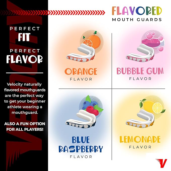 Velocity Champion Youth Mouthguard, 1 Pack, Royal & Red - for Ages 11 to 18 - Ideal for Lacrosse, Football, Hockey, Basketball, Soccer, Boxing, Martial Arts, Field Hockey, and More