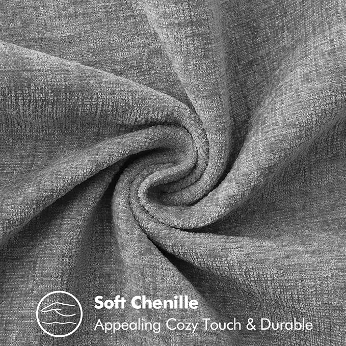 MIULEE Pack of 2 Couch Throw Pillow Covers 18x18 Inch Dark Gray Farmhouse Decorative Pillow Covers with Stitched Edge Soft Chenille Solid Dyed Pillow Covers for Sofa Bed Living Room