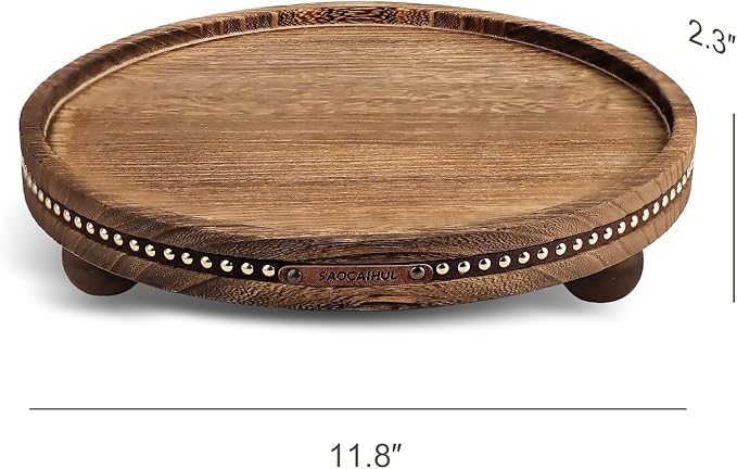 Decor Decorative Round Tray 11.81in for Home Decor for Coffee Table Farmhouse Kitchen Table Living Room Bathroom Centerpiece Tray Decor