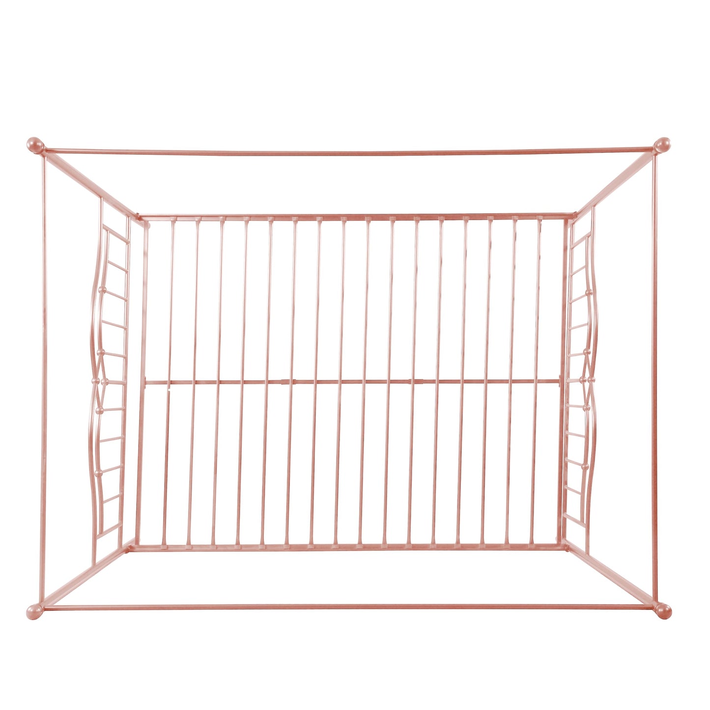 Christopher Knight Home Eileen Metal Canopy Bed Frame Queen Size with Headboard/Footboard, 4 Poster Platform Queen Bed Frame with Classic Knob Posts, Iron Slat Support, No Box Spring Needed, Pink