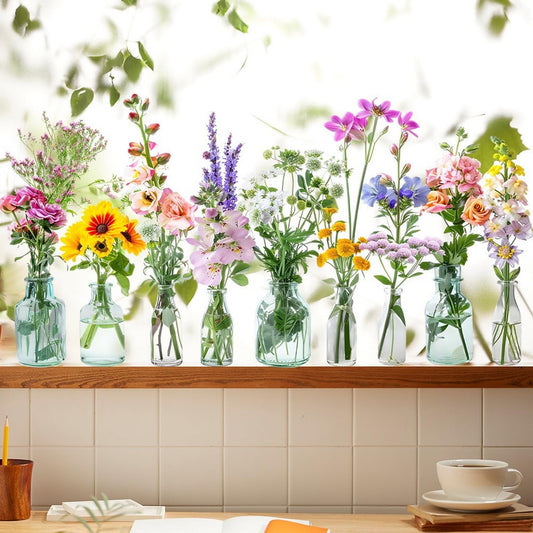 1 Sheet Colorful Flower Window Clings for Glass Windows Double-Side Daisy Window Clings Violet Summer Sunflower Spring Floral Bouquet Designs Flower Window Stickers for Home Glass Decor