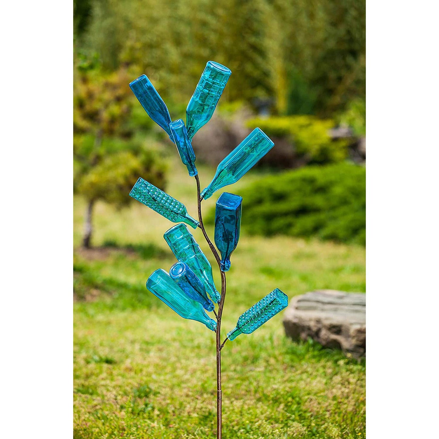 Evergreen Garden Glass Bottle Tree, Metal Bottle Trees for Garden Outside, Decorative Bottles Holder for Outdoor Wedding Christmas Party Decoration (Bottles Sold Separately)