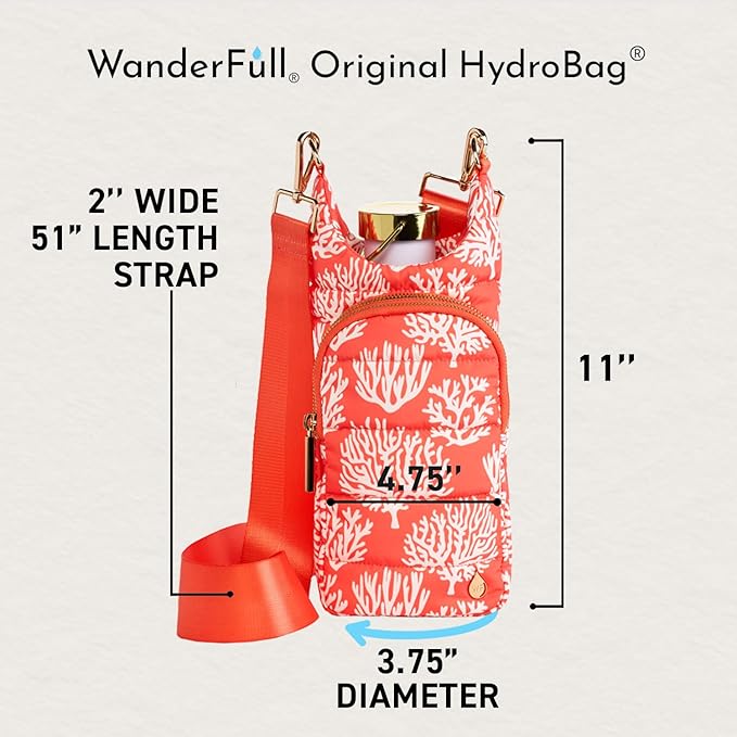 WanderFull® Original HydroBag® Collection, Water Bottle Holder w/Strap & Phone Pocket, Hands-Free Crossbody Water Bottle Bag