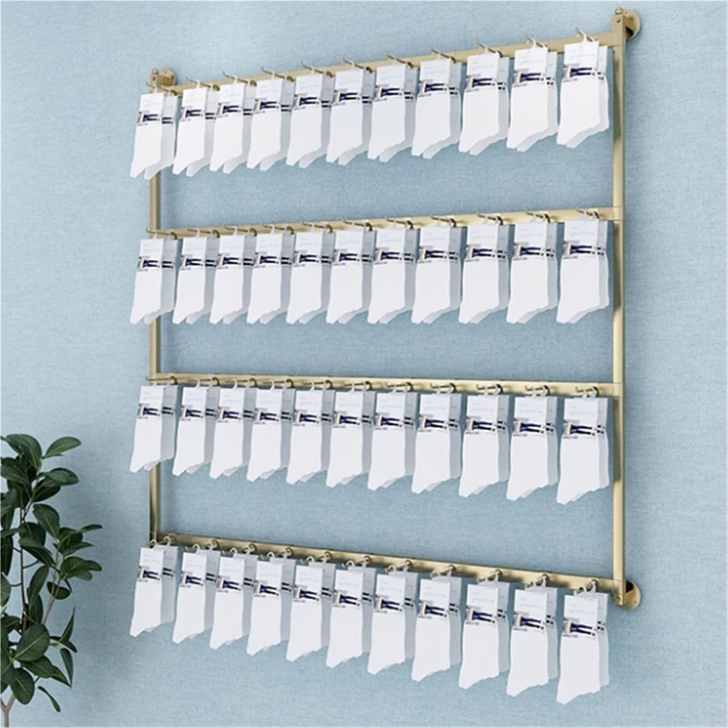 Sock Underwear Display Stand, Metals, Retail Showshelves, Lingerie Bra Rack Swimsuit Organizer Hanger, Commercial Clothing Store Shelf, 4 Tier, for Shorts, Hats(Gold,120 * 100cm)