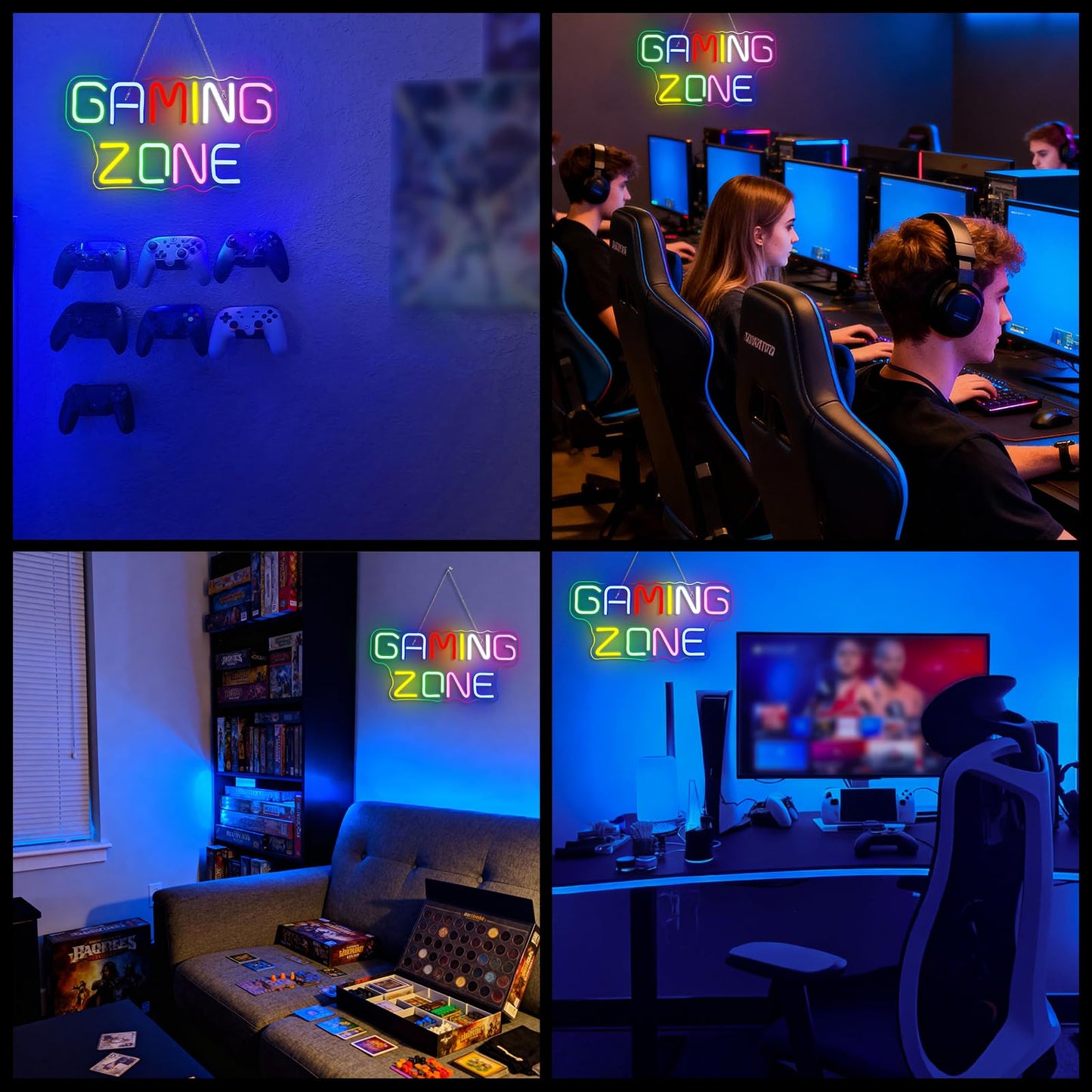 Horseneon Game Zone Neon Led Sign, Gaming Neon Signs for Wall Decor, Game Neon Lights Signs with USB Powered for Game Room, Game Zone, Bedroom, Gifts for Gamer (Multicolour)