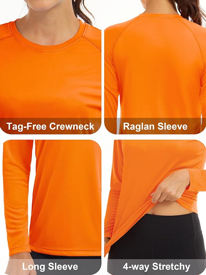 MAGCOMSEN Women's 2 Pack Long Sleeve Shirts UPF 50+ Sun Protection Quick Dry Swim Shirt for Rash Guard Fishing Workout