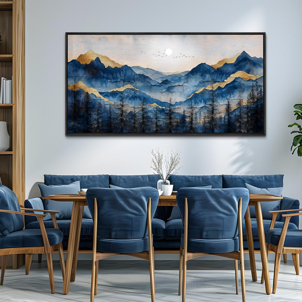 FUHAIHUA Black Framed Canvas Wall Art For Living Room Wall Decor For Bedroom Office Wall Decoration Mountain Painting Abstract Pictures Artwork Room Aesthetic Home Decor 20x40 In