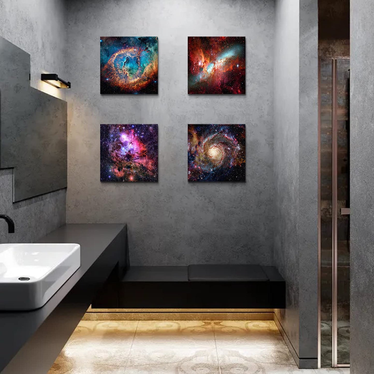 Space Decor for Boys Room Galaxy Canvas Pictures Nebula Wall Art Kids Bedroom Outer Space Room Decor Interstellar Posters Astronomy Painting Universe Artworks for Living Room Home Decoration 12x12" 4