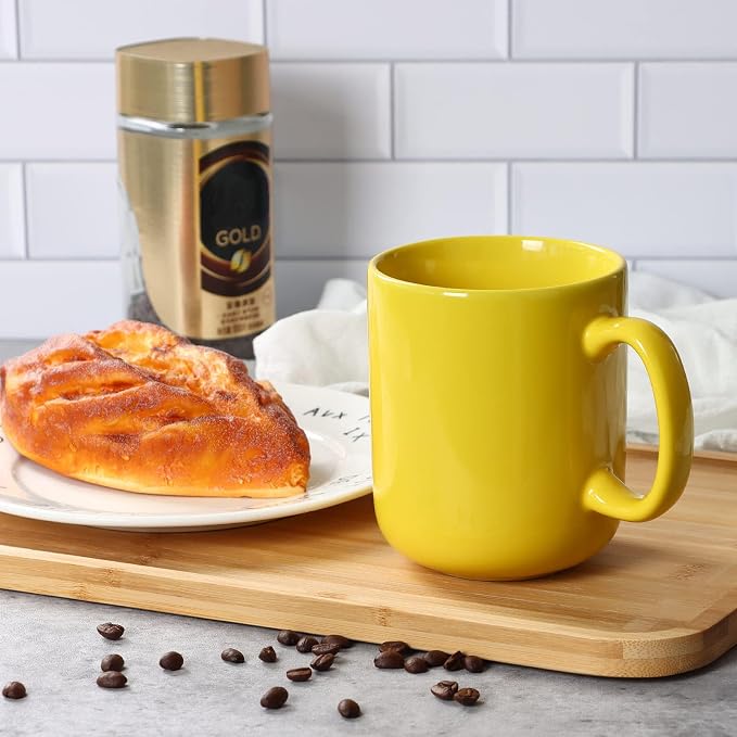 harebe 20 OZ Large Coffee Mug, Smooth Ceramic Tea Cup for Office and Home, Big Capacity with Handle, Yellow