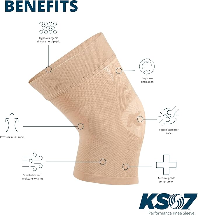 OS1st KS7 Performance Knee Brace with Compression Zone Technology?“Stabilizing Knee Sleeve for Pain Relief, Patella Support, Running, Arthritis, Men & Women