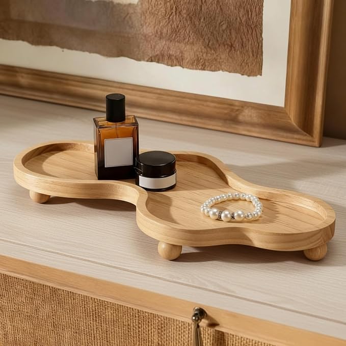 Uiifan Wood Cloud Perfume Tray Irregular Jewelry Decorative Tray for Women Trinket Dish Ring Holder Dish Room Aesthetic Decor Birthday Housewarming Gift(Wood Color)