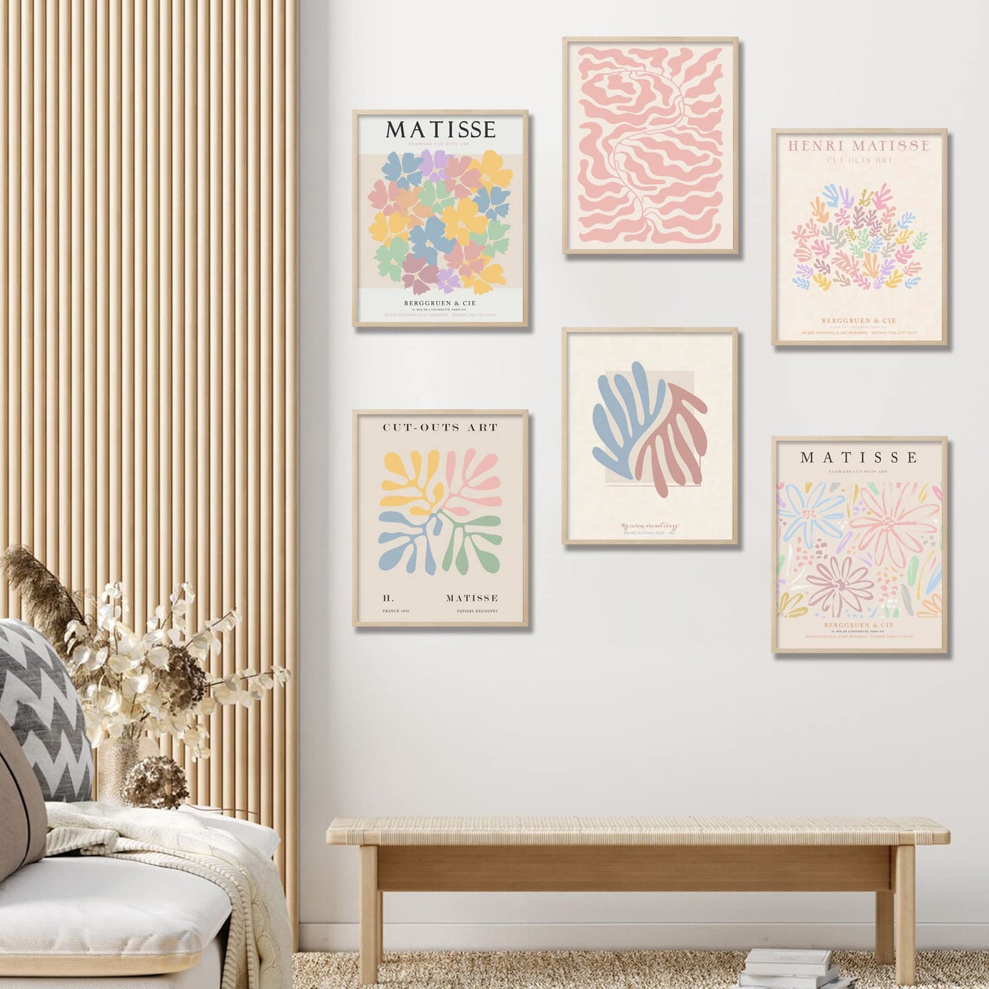 KBKBART Henri Matisse Posters, Danish Pastel Room Decor Aesthetic, Abstract Matisse Wall Art, Minimalist Flower Boho Art Prints, Gallery Wall Decor (8x10inch, Unframed)