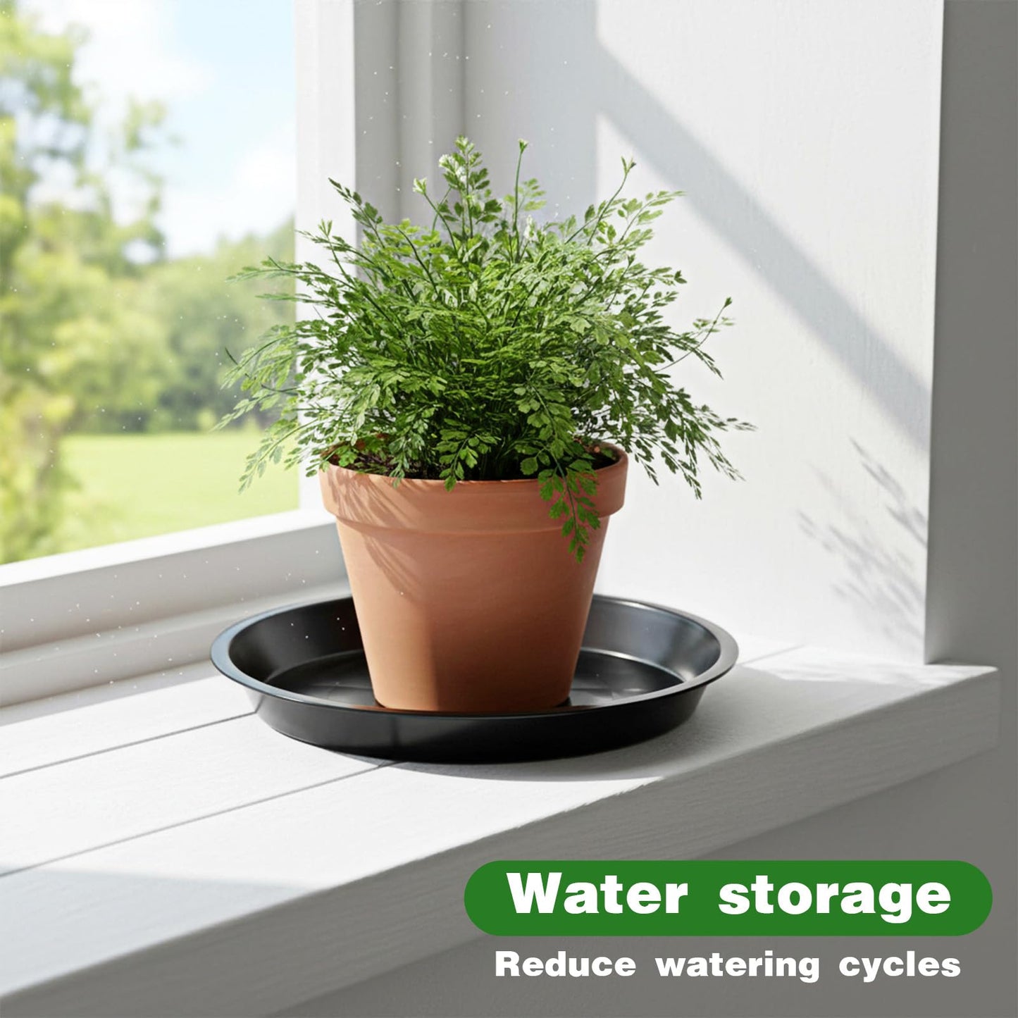 HANLANXUE 24 Pack Plant Saucer Tray, 6 8 10 inch Black Round Plastic Heavy Duty Drainage Drip Water Trays Leak & Mess Protection for Indoor Outdoor Garden Plants