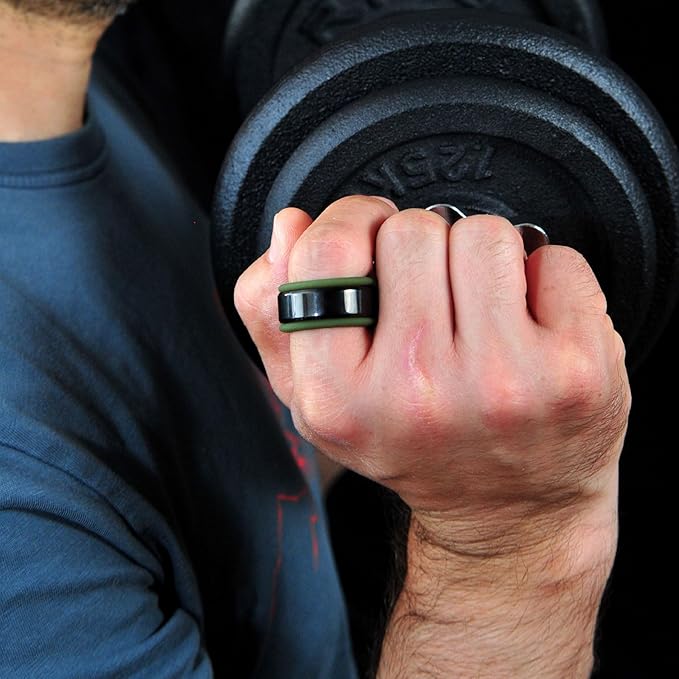 Rinfit Smart Ring Protector - Silicone Ring Enhancer for Active Lifestyle and Gym - StyleFit U.S. Design Patent - Green, Size 8