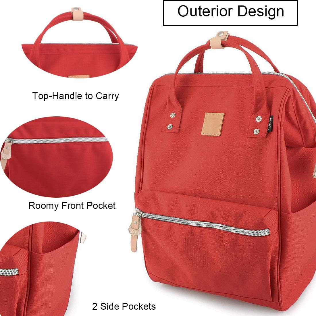 Backpack 17 Inch backpack (1882-Red&plus) Himawari Large Travel with Laptop Compartment Roomy Doctor Bag College