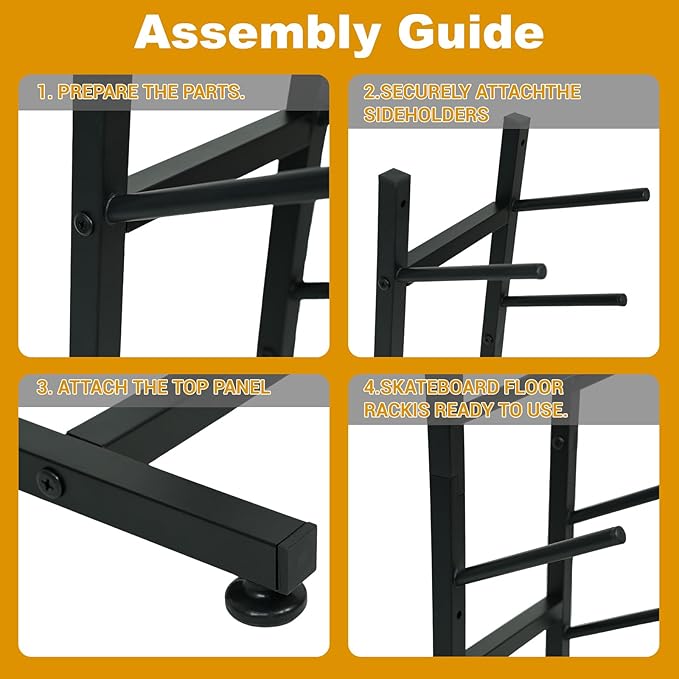 BiJun Skateboard Racks Floor Stand, 6-Layer Skateboard Wall Mount,Snowboard Storage Rack, Skateboard Organizer Floor Stand for Deck, Longboard, Snowboard, Standard Skateboards, Mini Cruiser Skateboard