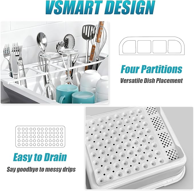 2 Pack Collapsible Dish Drying Rack Portable Dish Rack for Kitchen RV Campers Travel Trailer - Space Saving Kitchen Storage Tray, Send Goods from Local Warehouse