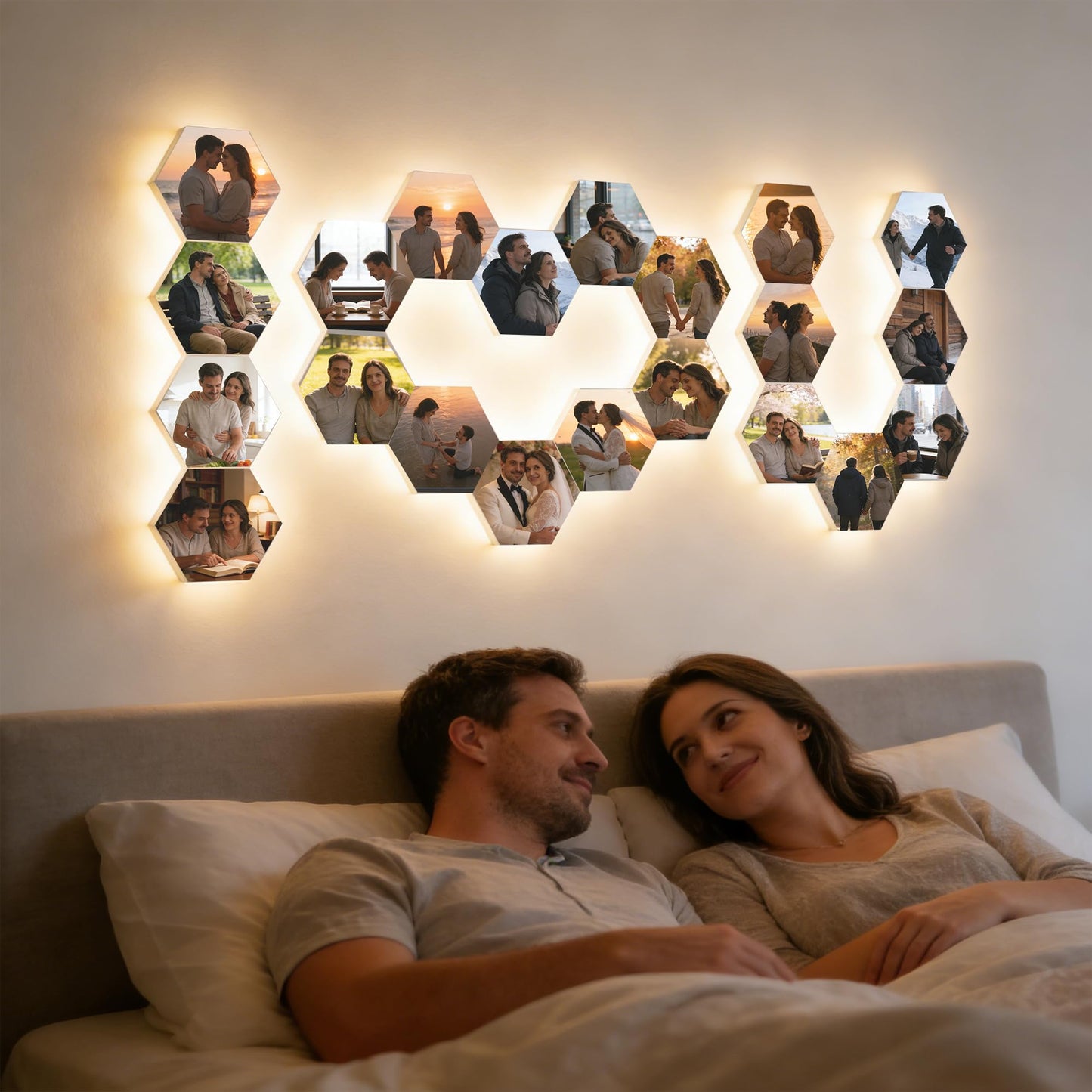 Custom Picture LED Lights for Wall–USB Powered,Touch-Activated Installation,Ideal for Weddings,Birthdays,Family,Bar,Party,Gaming Room/Wall Art. Beautiful Gift for Lovers, Spouses, Friends, Set of 10