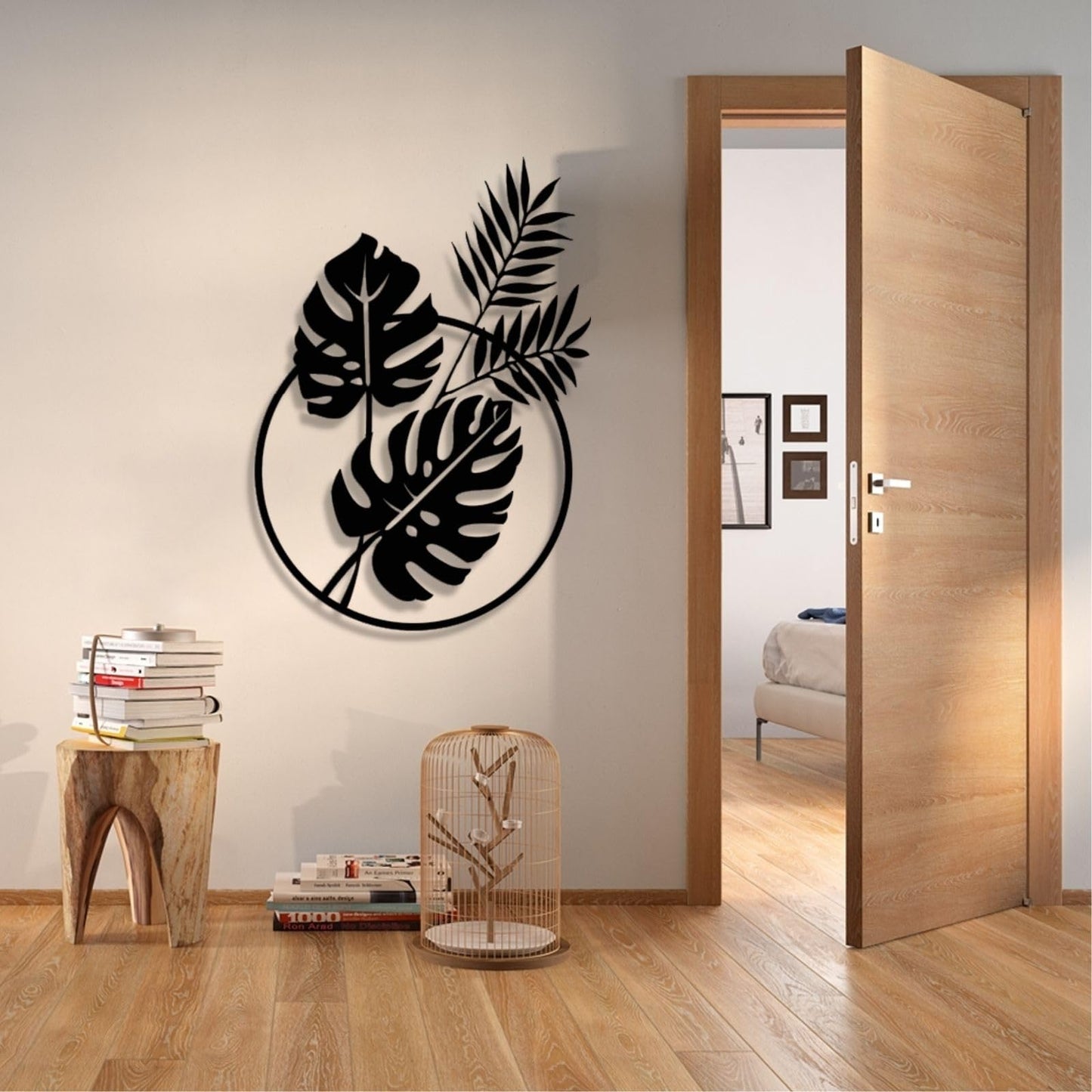 Metal Palm Tree Wall Decor, Palm Leaves Metal Wall Art, Tropical Metal Art Wall Decor, Palm Leaf Wall Decor, Metal Leaf Wall Decor, Metal Plant Wall Decor, Metal Wall Art for Living Room (53x38 inches / 135x97.5 cm, Silver)