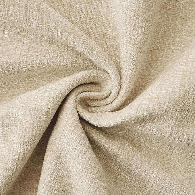 MIULEE Pack of 2 Lumbar Throw Pillow Covers 12x20 Inch Beige Farmhouse Decorative Pillow Covers with Stitched Edge Soft Chenille Solid Dyed Pillow Covers for Couch Sofa Bed Living Room