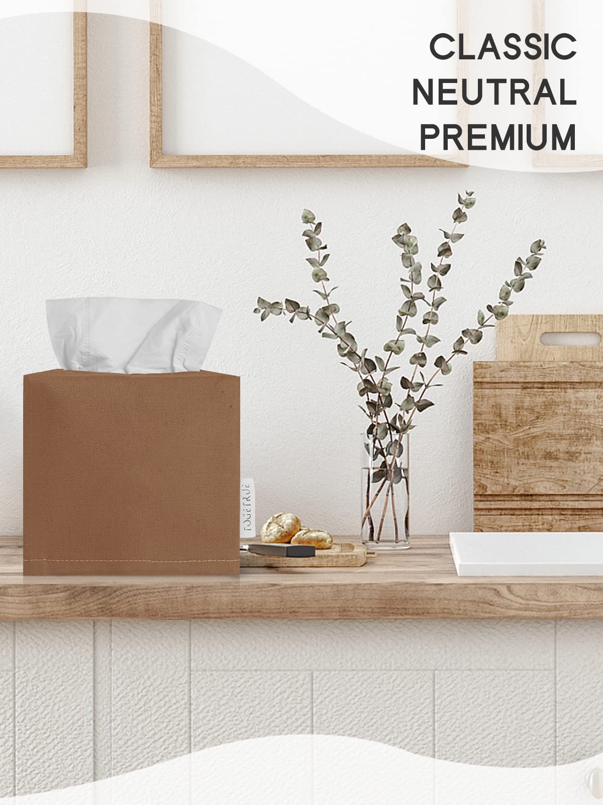 Tissue Box Cover, Reusable Fabric Tissue Holder, Square Canvas Tissue Holders Decorative for Bathroom Vanity Countertop, Bedroom, Tabletop and Living Room