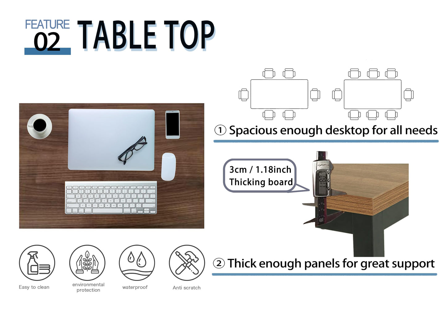 BEST BOARD 60" x 30" Computer Desk, Walnut Wood Grain Home Office Desk with Sturdy Metal Frame, Writing Workstation for Study & Office, Easy Assembly