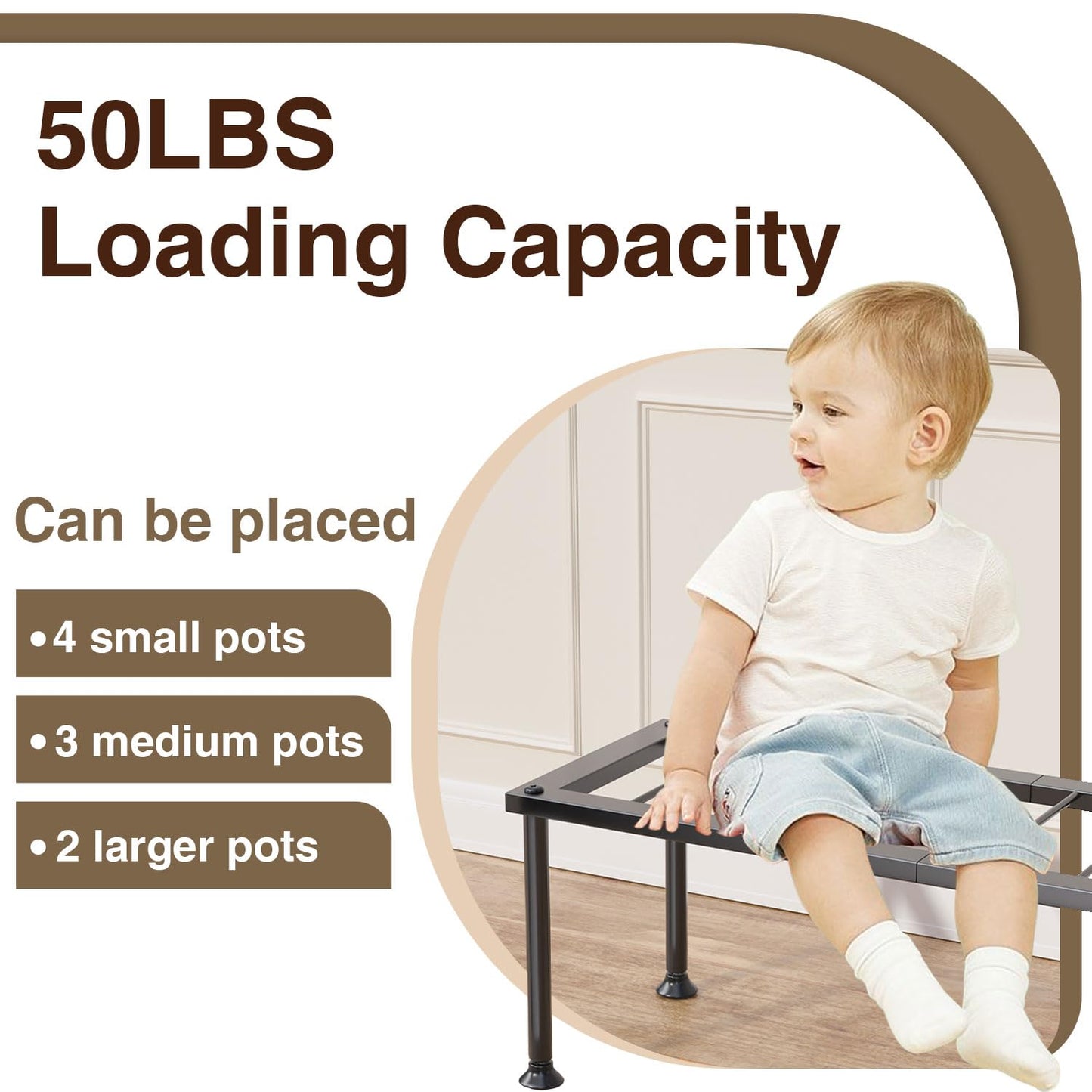 Josmimic 1 Tier Plant Stand: Ladder Plant Holder - Metal Flower Pot Stand - Heavy Duty Flower Rack for Living Room Patio Garden Corner Balcony and Courtyard.