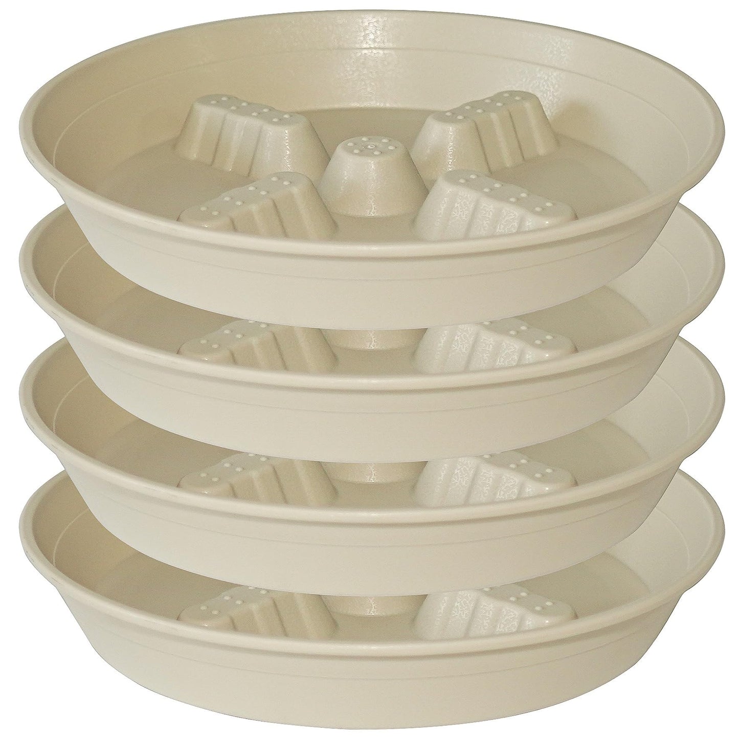 Feyvdzv 4 Pack Plant Saucer 10 inch, 8 12 14 17 inch, Plant Stand Plastic Plant Saucers for Indoors Outdoor, Heavy Duty Flower Plant Risers for Inside Pots, Pot Saucers for Plants, Grow Bags Saucers