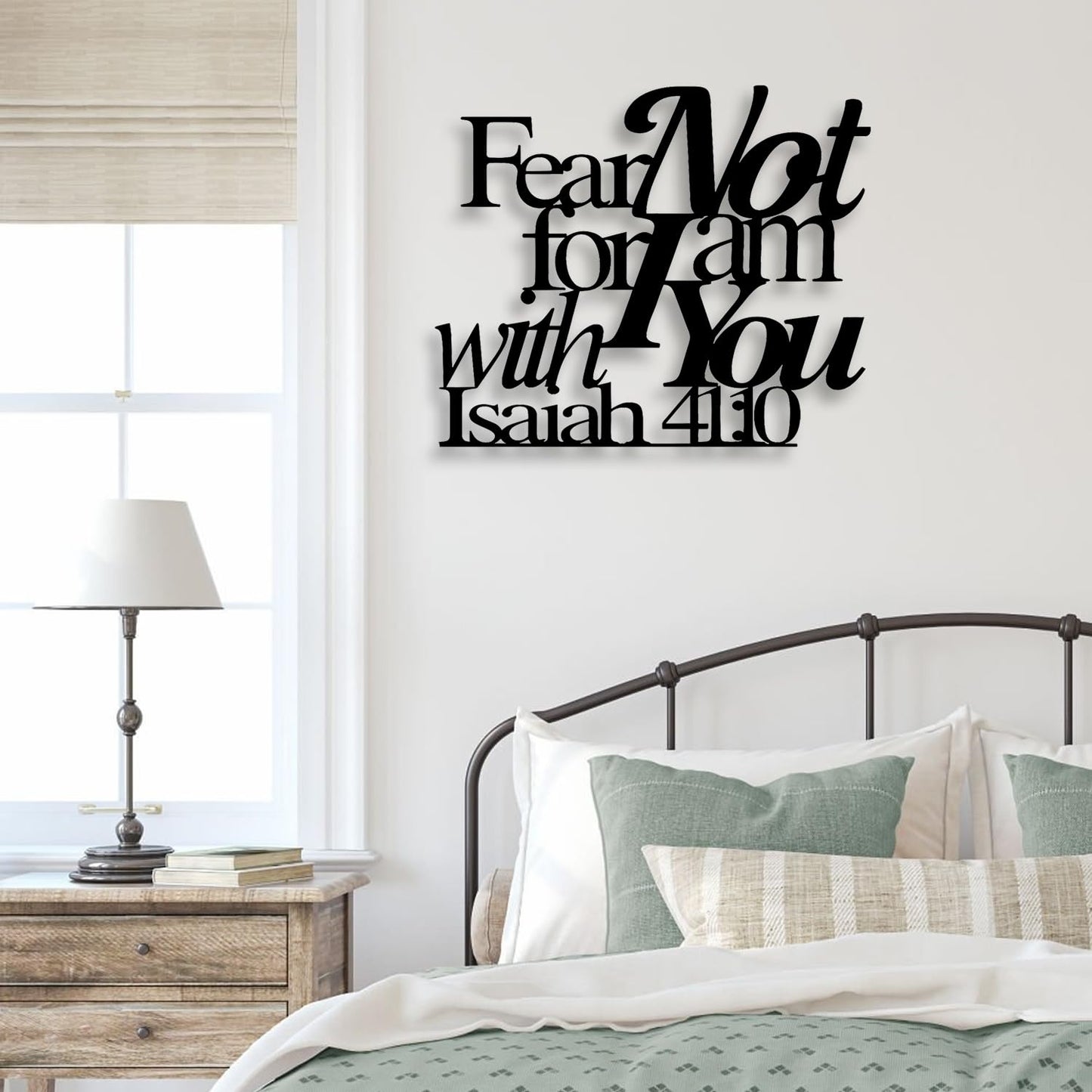 LIYOUYA Isaiah 41:10 Metal Wall Decor - Room Decor Black Christian Scripture Wall Art Home Decor for Living Room, Bedroom, Dining Room (Black)