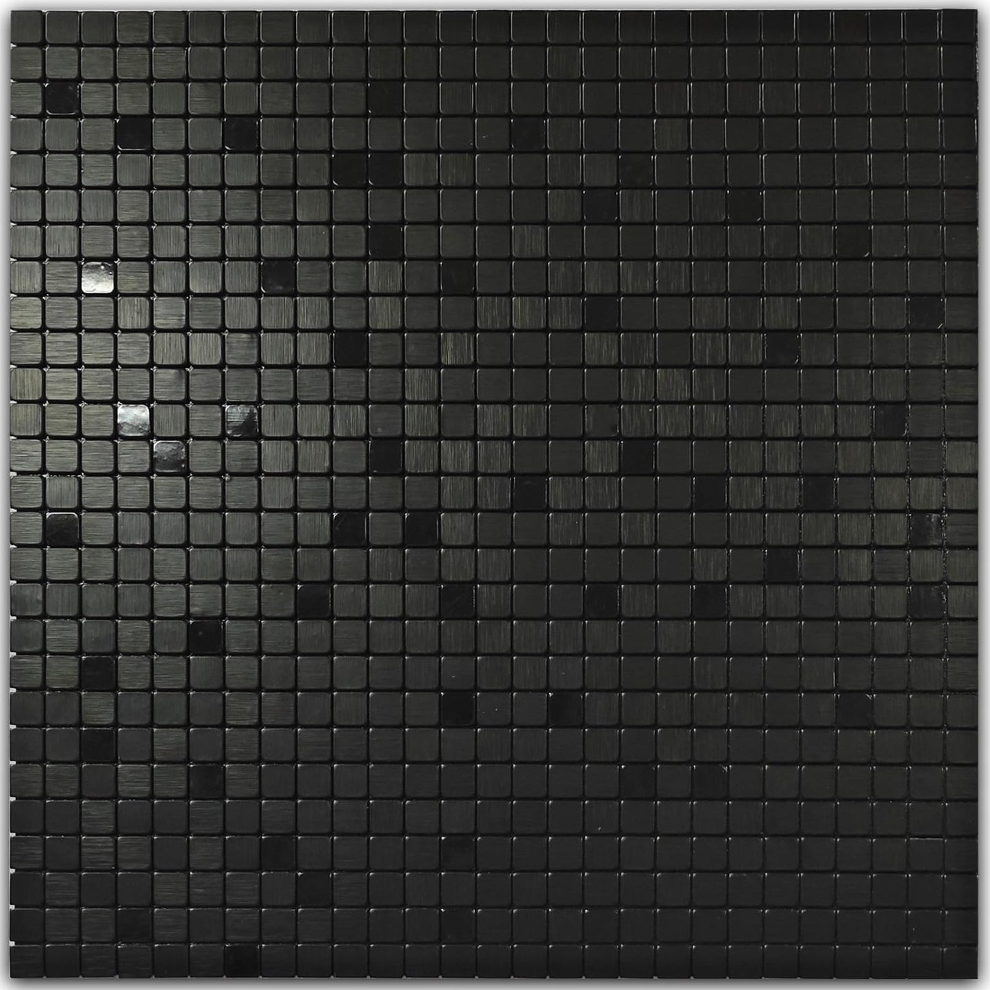 sanyeskkiy 10pcs Matte Black Mosaic Wall Stickers - Peel & Stick Waterproof Backsplash, Non-Slip Heat-Resistant DIY Stickers, Easy Cutting, Shower/Bathroom/Kitchen Cabinets (10, Brushed Black 1)