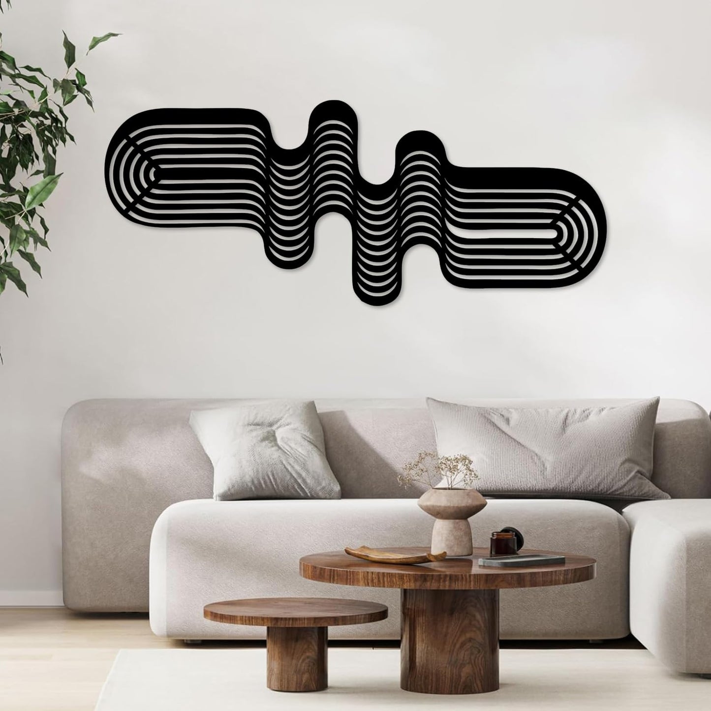 Minimalist Line Art Wall Decor, Abstract Lines Metal Wall Decor, Contemporary Metal Wall Art, Metal Geometric Wall Art, Modern Home Office Wall Decor, Living Room Wall Art (Silver, 53"x22" | 135x55cm)