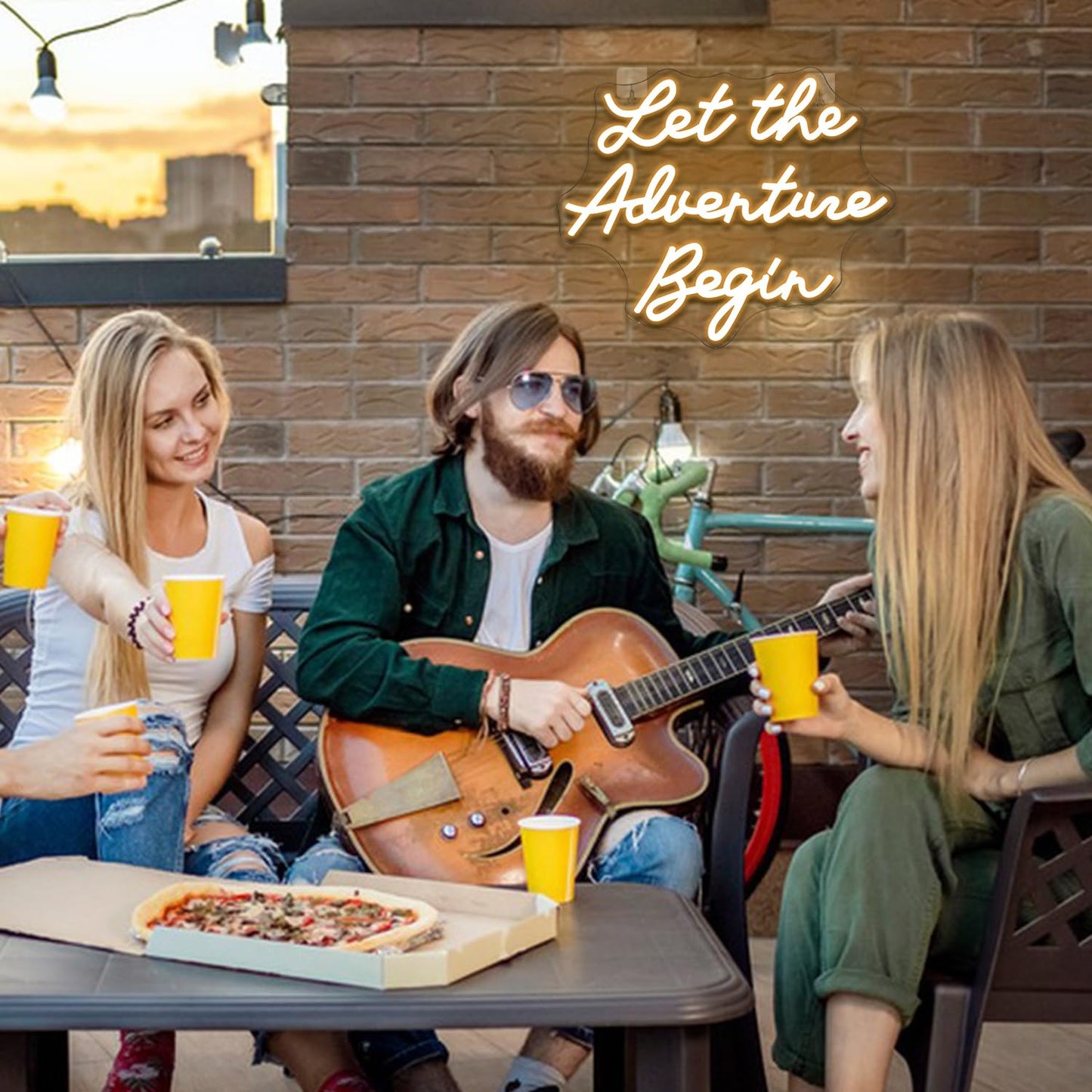 NOSUN Let The Adventure Begin Neon Sign Adventure Neon Signs for Wall Decor Warm White Led Sign Funny Neon Lights for Bedroom Home Travel Club Bar Wedding Engagement Party Decor Dimmable LED Light