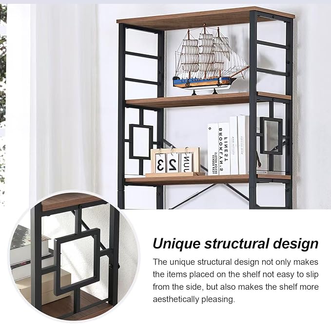 HOMISSUE Bookcase,6-Tier Tall Bookshelf Metal Bookcase and Bookshelves, Free Standing Storage Modern Bookshelf for Home Office Living Room and Bedroom, Rustic Brown