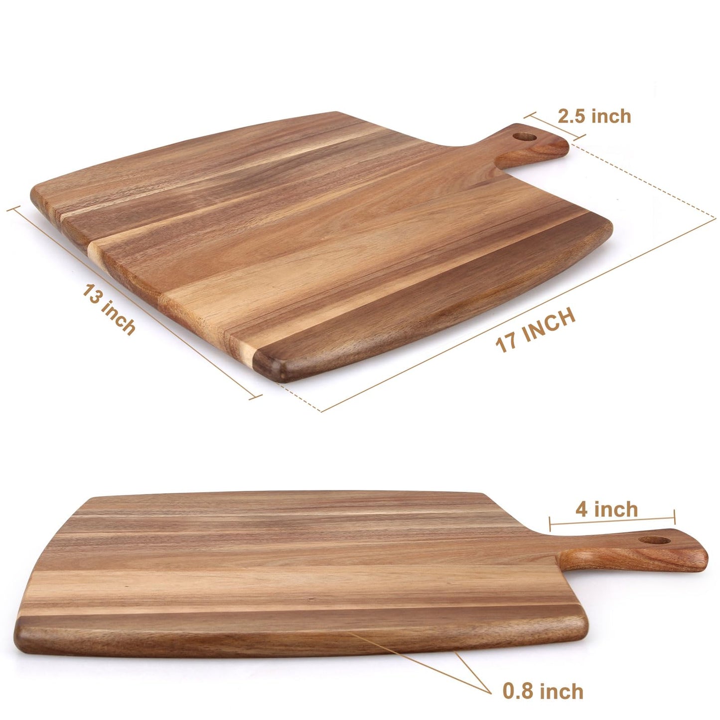 16.6"x13" Large Acacia Wood Cutting Board with Handle Big Wooden Charcuterie Boards Butcher Block Meat Cutting Boards for Kitchen Decor Bread Cheese Serving Platter Thick Teak Chopping Board Food Tray