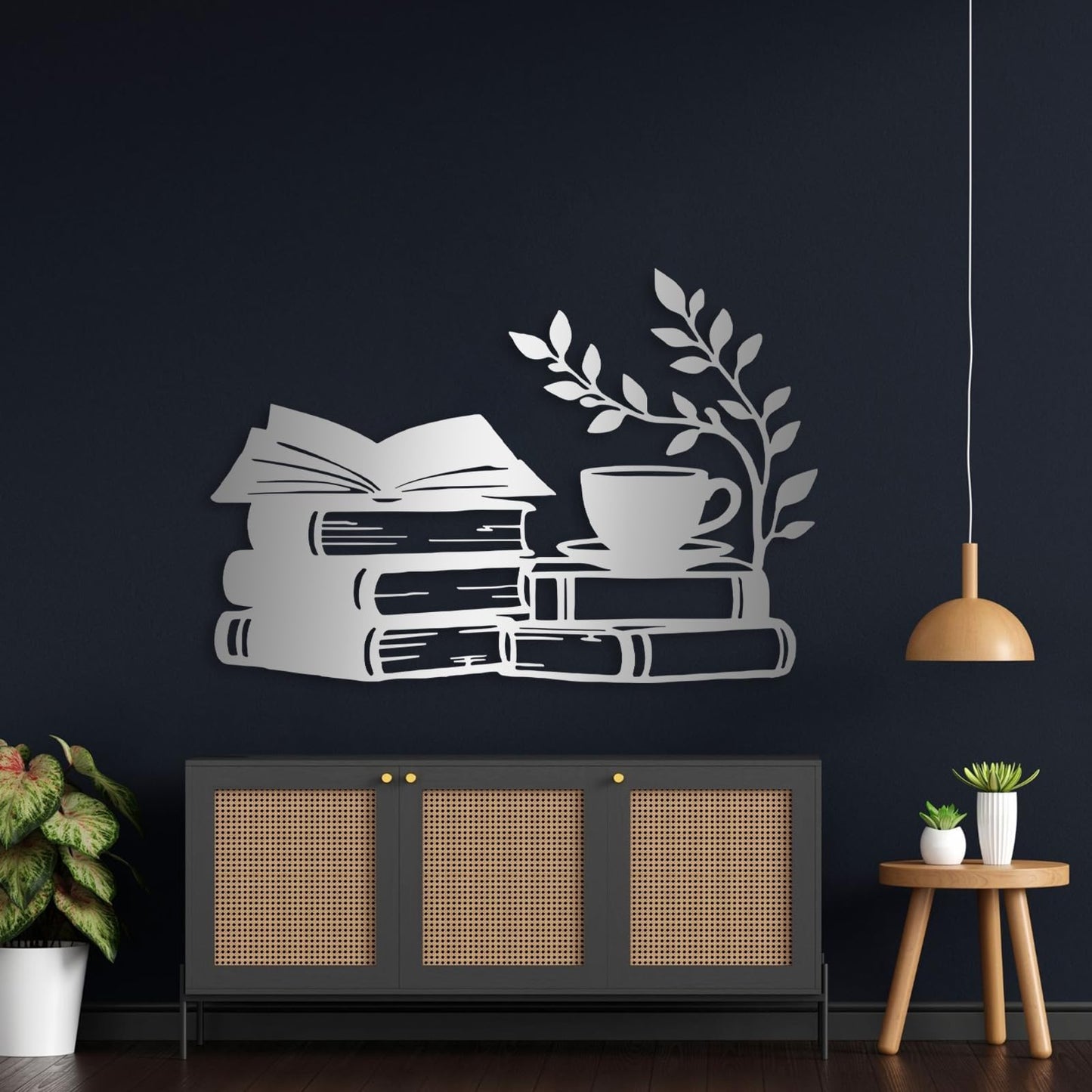 Books Metal Wall Art, Metal Books Wall Decor, Reading Room Wall Decor, Book Wall Sign, Home Decor Living Room, Study Room Art (Gold, 35"x24"|90x61cm)