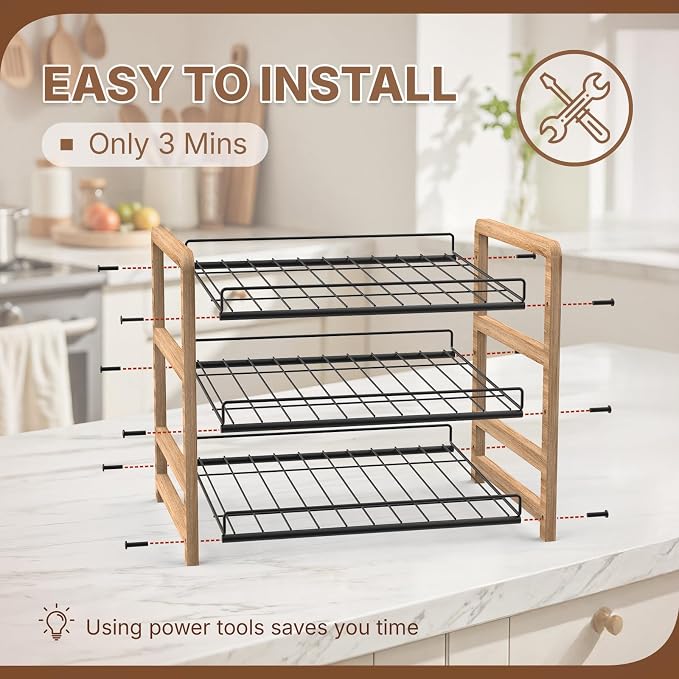 DGWJSU Can Organizer for Pantry 3-Tier, Can Storage Organizer Pantry, Soda Can Organizer, Holds up to 36 Cans Holders for Pantry, Cabinet, Countertop, Carbonized Brown