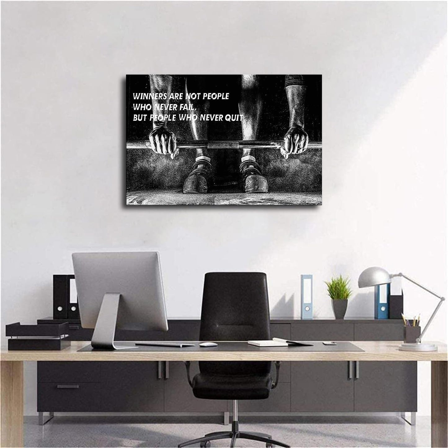 Quotes Wall Art Black and White Weightlifting Pictures Man Bodybuilding Motivational Poster Art Canvas Prints—Suitable for Home Decor in Living Rooms, Bedrooms, Hallways, and More. (08x12 No Framed)
