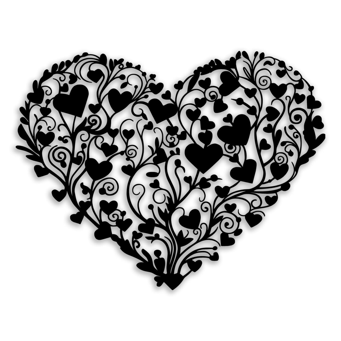 OPTYBVFD Heart Flower Metal Wall Decor - Love Room Decor Wall Art Home Decor for Living Room, Bedroom, Dining Room, Bathroom, Office (Black)