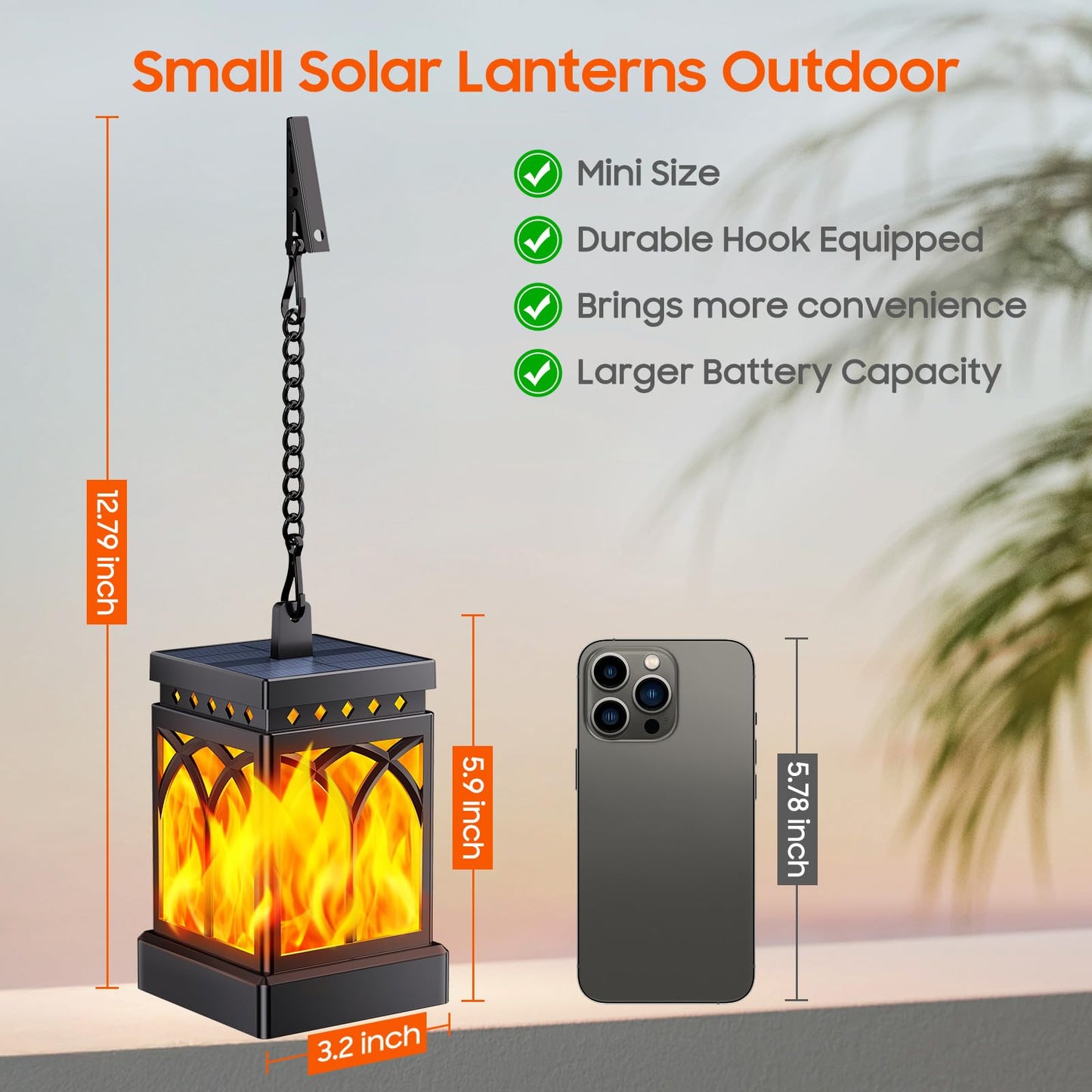 KOOPER 4 Pack Solar Lanterns Outdoor Waterproof, Upgraded Flickering Flame Modes + Constant Modes Hanging Solar Lantern Lights for Outside, Lanterns Decorative Outdoor for Garden Table Yard Tree Decor