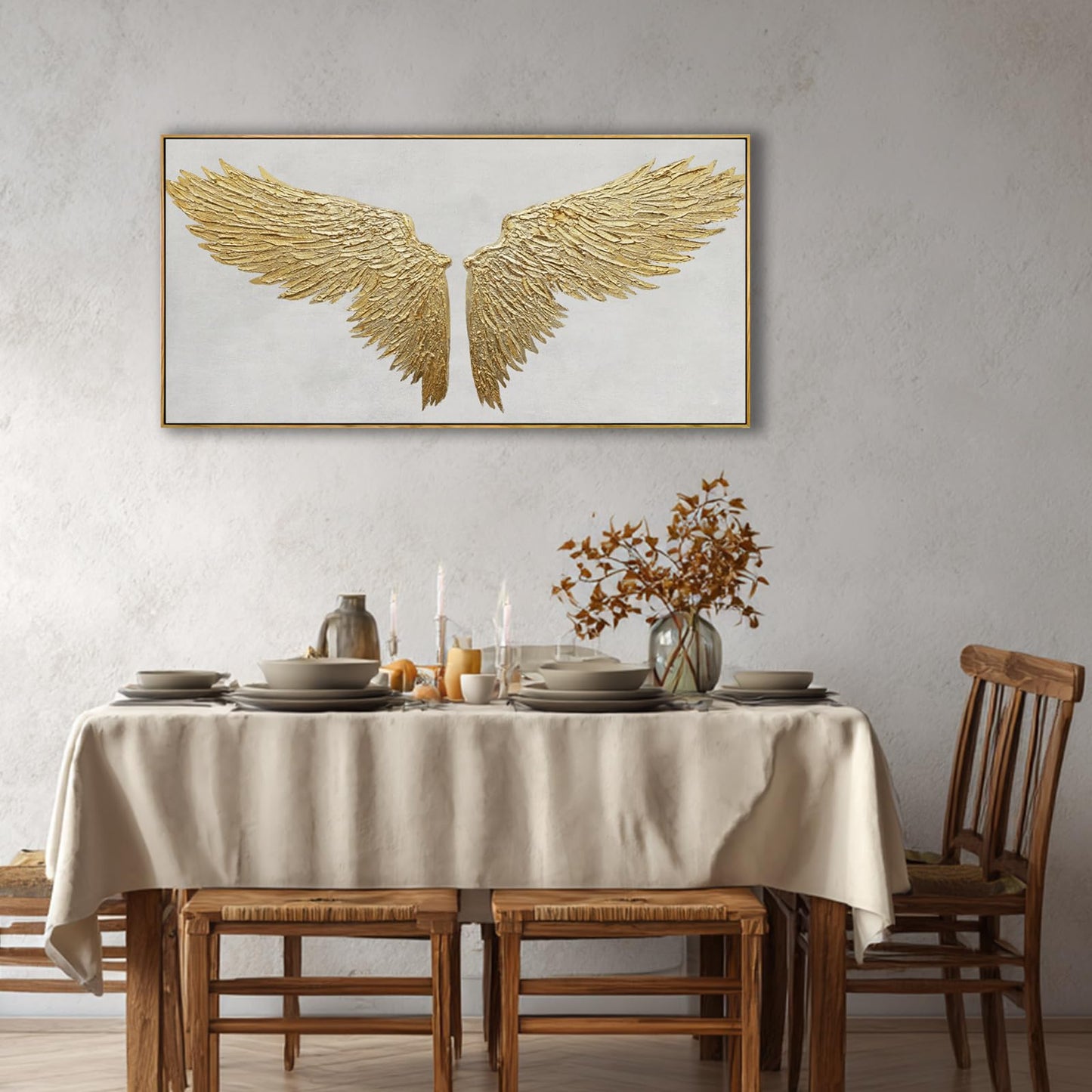 White and Gold Wall Decor Framed Modern Abstract Wall Art Bird Canvas Prints Paintings Neutral Wall Art for Bedroom Office Kitchen 20"x 40"