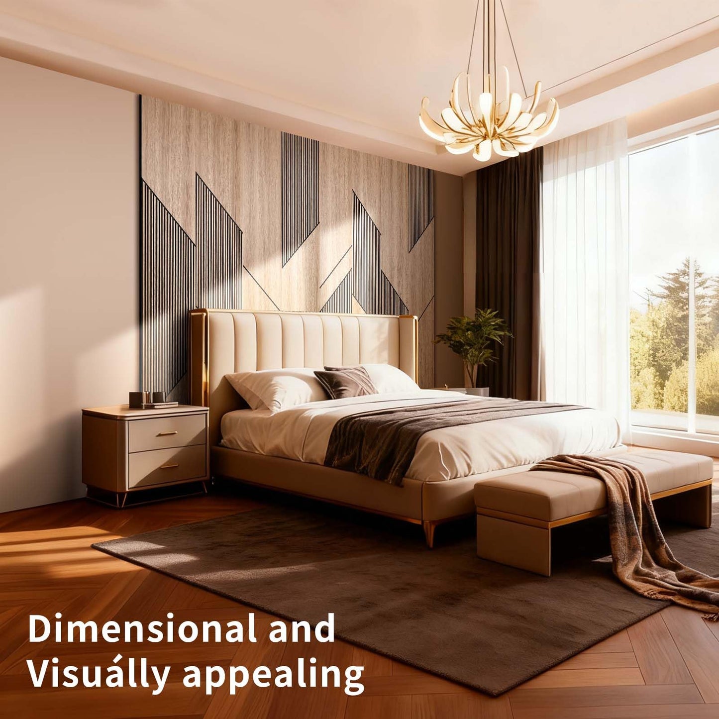 SSHENGYA 8-Pack Teak Wood Grain 3D Wall Panels with Adhesive, Peel and Stick PVC Wall Tiles for Accent Wall, Covers 92.6 Sq Ft for Luxury Living Room & Bedroom Decor