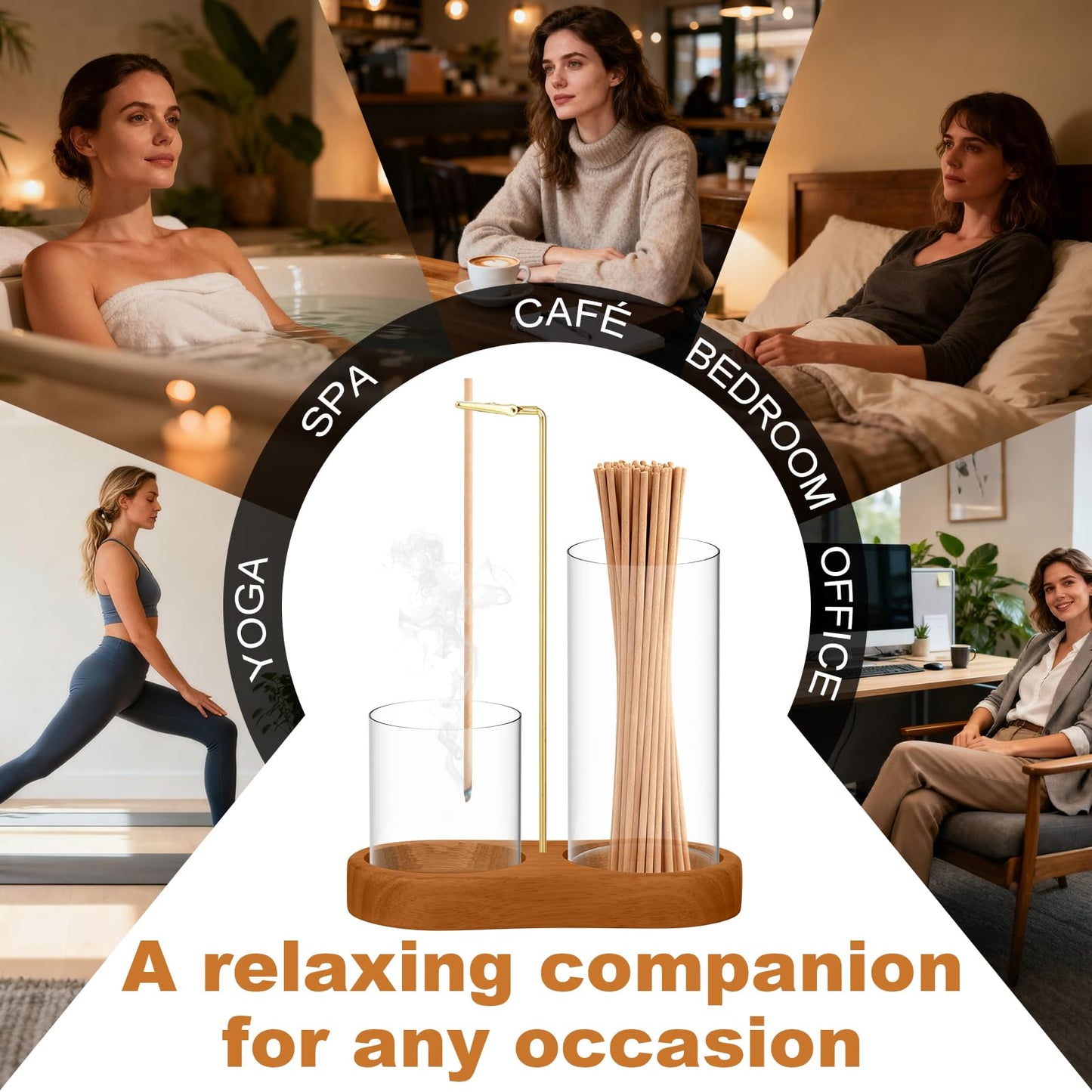 Glass Incense Holder, 3 in 1 Incense Sticks Burner Holder with Storage, Hang Upside Down Incense Holder for Sticks with Glass Ash Catcher for HolderBedroom House Yoga Meditation Zen