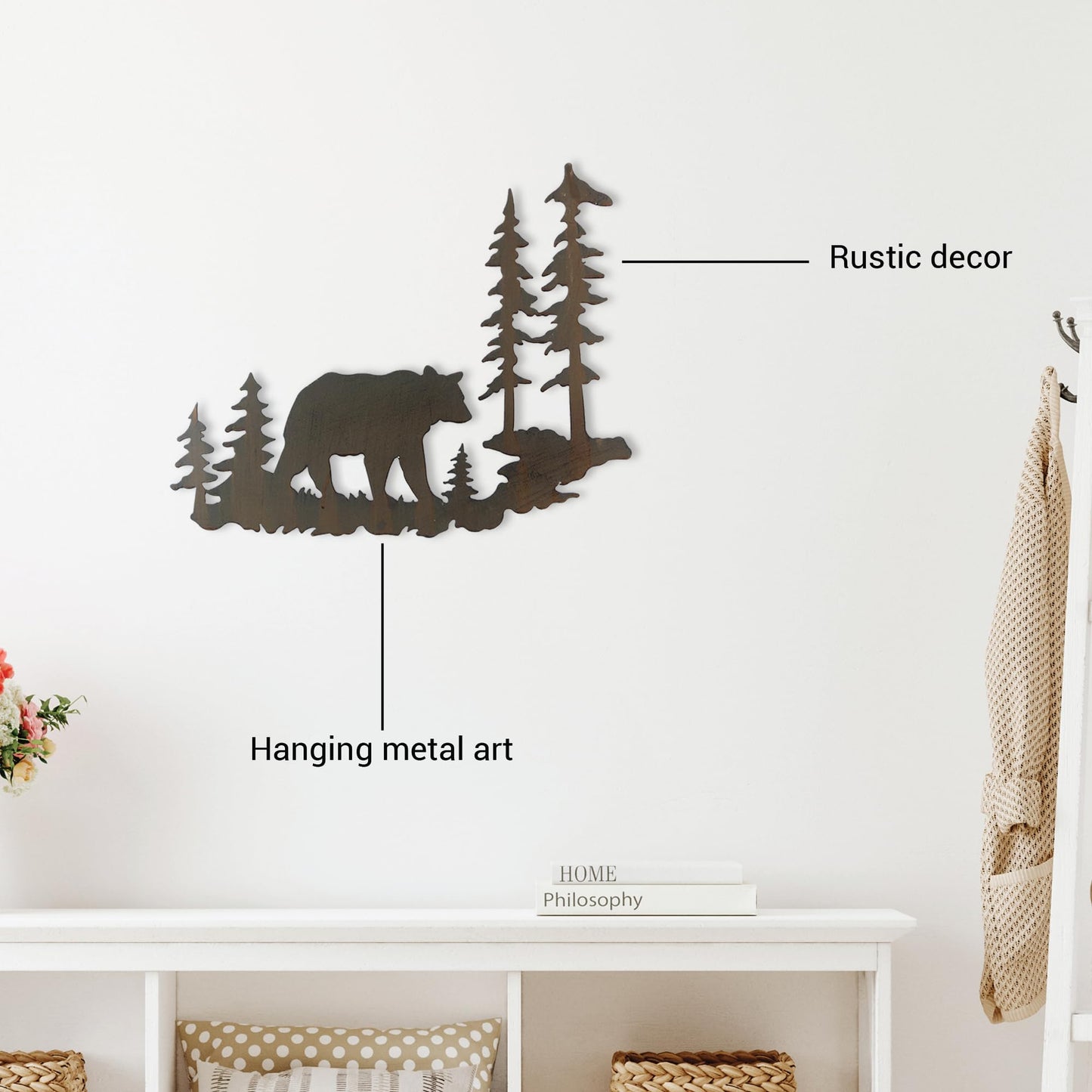 Young's Inc. Laser Cut Metal Bear – 20” x 16” - Bear Decorations for Home - Cabin Decor