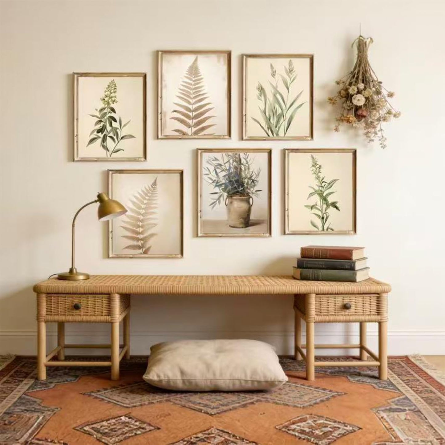 WINDVALE Botanical Wall Art Prints,Tropical Plants Leaves Prints,Rustic Neutral Floral Poster Retro Wildflower Wall Art Decor for Living Room Bedroom Bathroom Office 8x10 Unframed