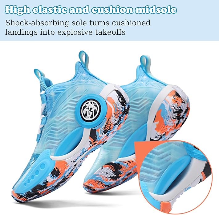 JMFCHI Kids Basketball Shoes High-top Sports Shoes Sneakers Durable Lace-up Non-Slip Running Shoes Secure for Little Kids Big Kids and Boys Girls