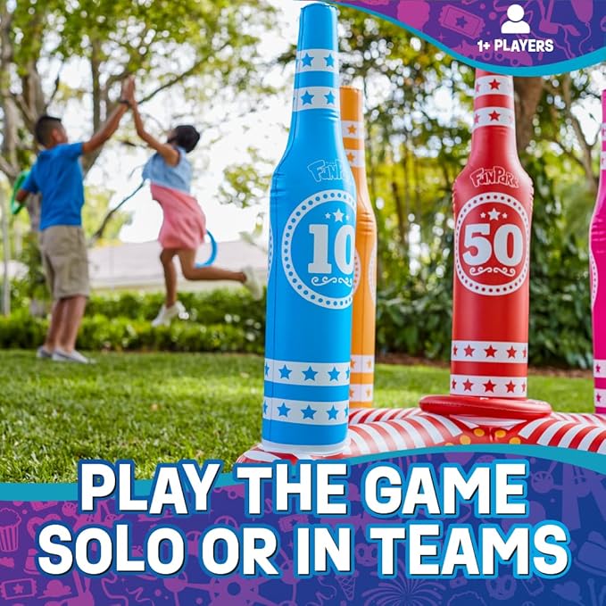 Flybar FunPark Ring Toss Game for Kids and Family, 3 Feet Tall, Includes 5 Colorful Rings, Inflatable Giant Outdoor Games for Adults and Family