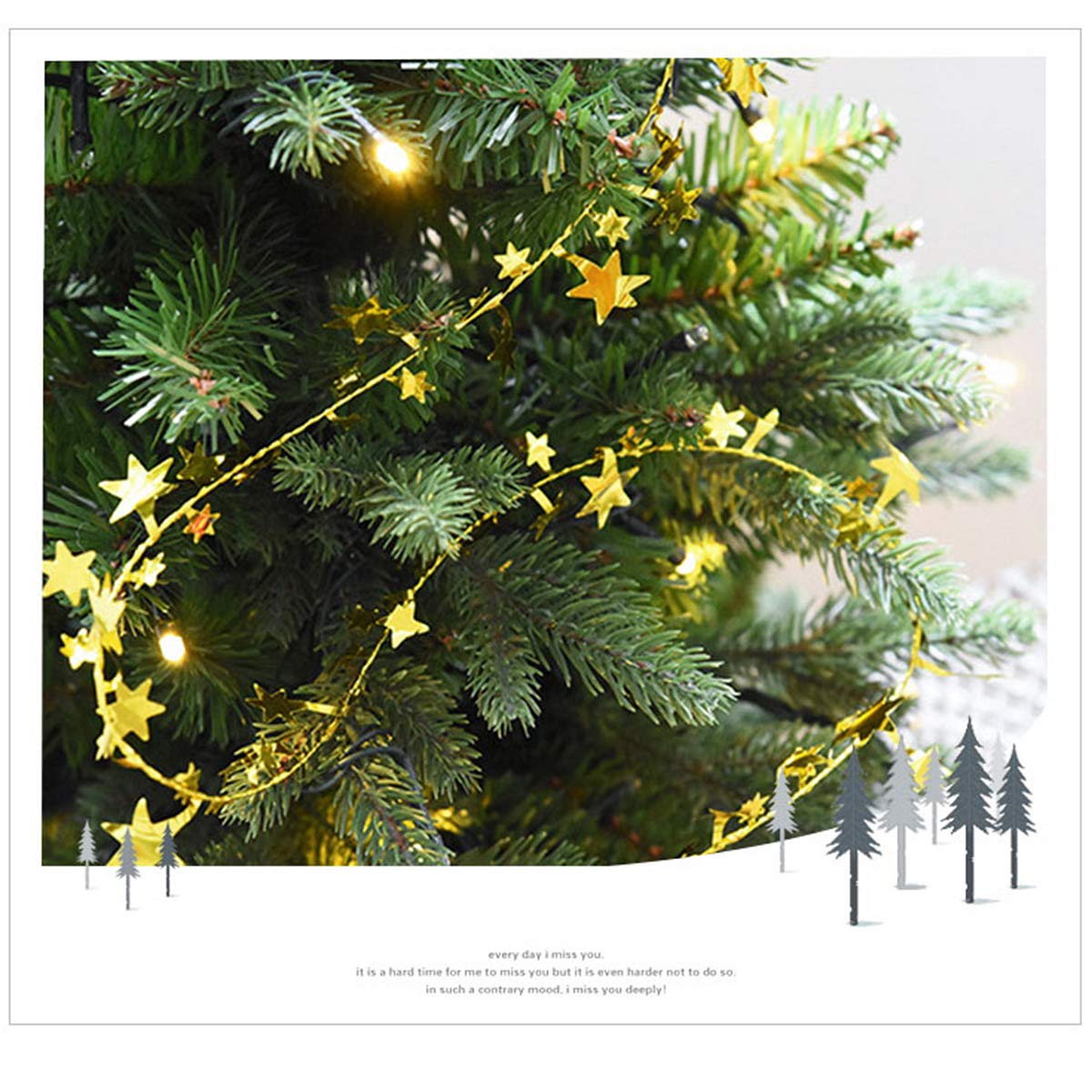 75 Feet Star Tinsel Garlands with Wire, Christmas Star Wire Garland Decorations for Xmas Tree Home Wedding Birtahday Party Festive Ornament, Golden, 3 Pack