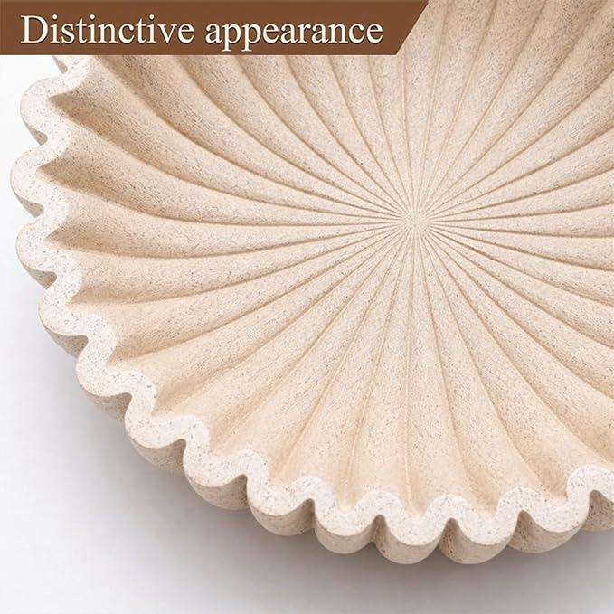 Large Modern Ruffle Bowls, Artificial Stone Decorative Catch All Bowl for Kitchen Counter and Entryway Table, Handcrafted Fruit Bowls and Key Bowl for Home Decor(Beige)